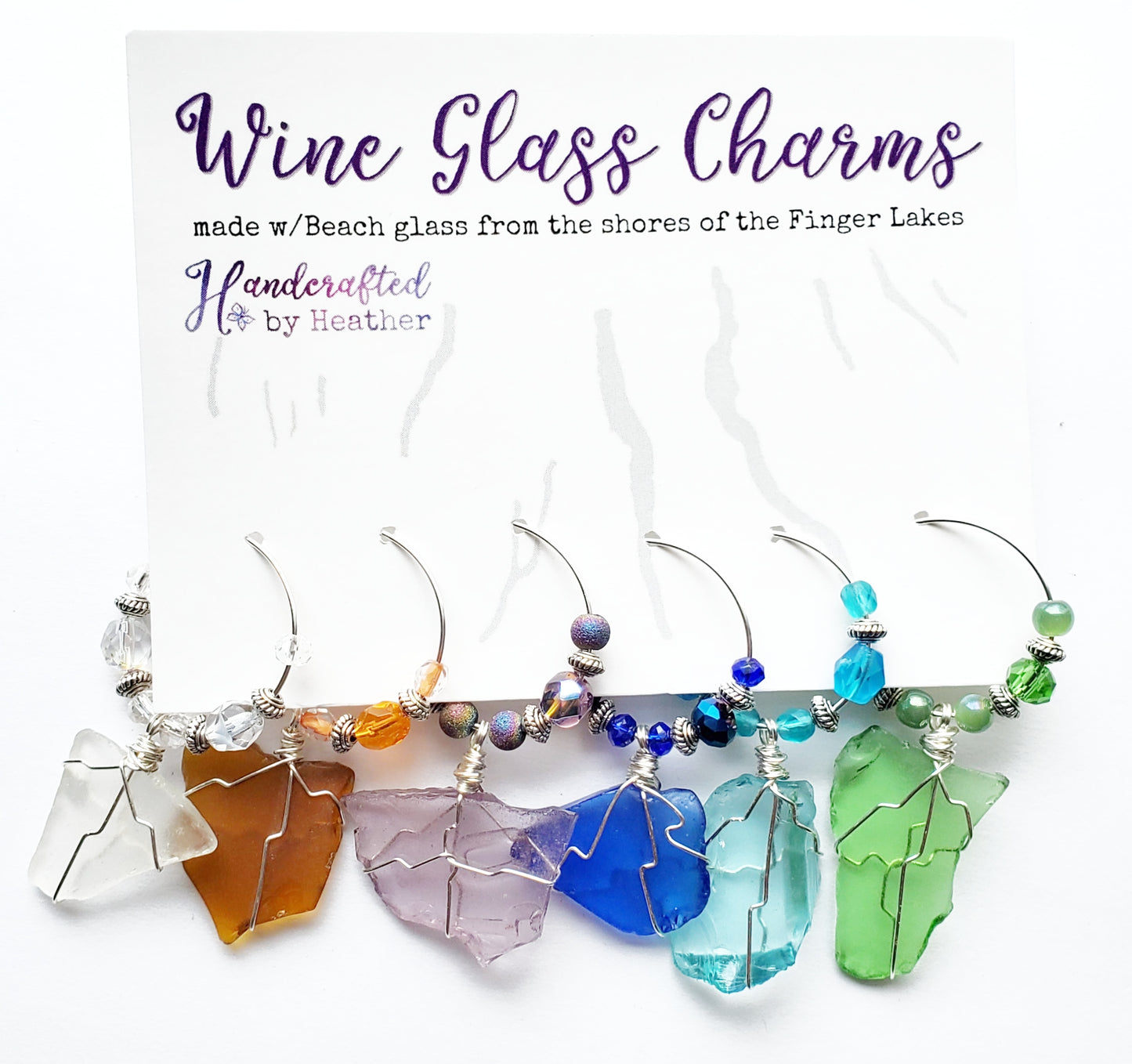 Beach Glass Wine Charms