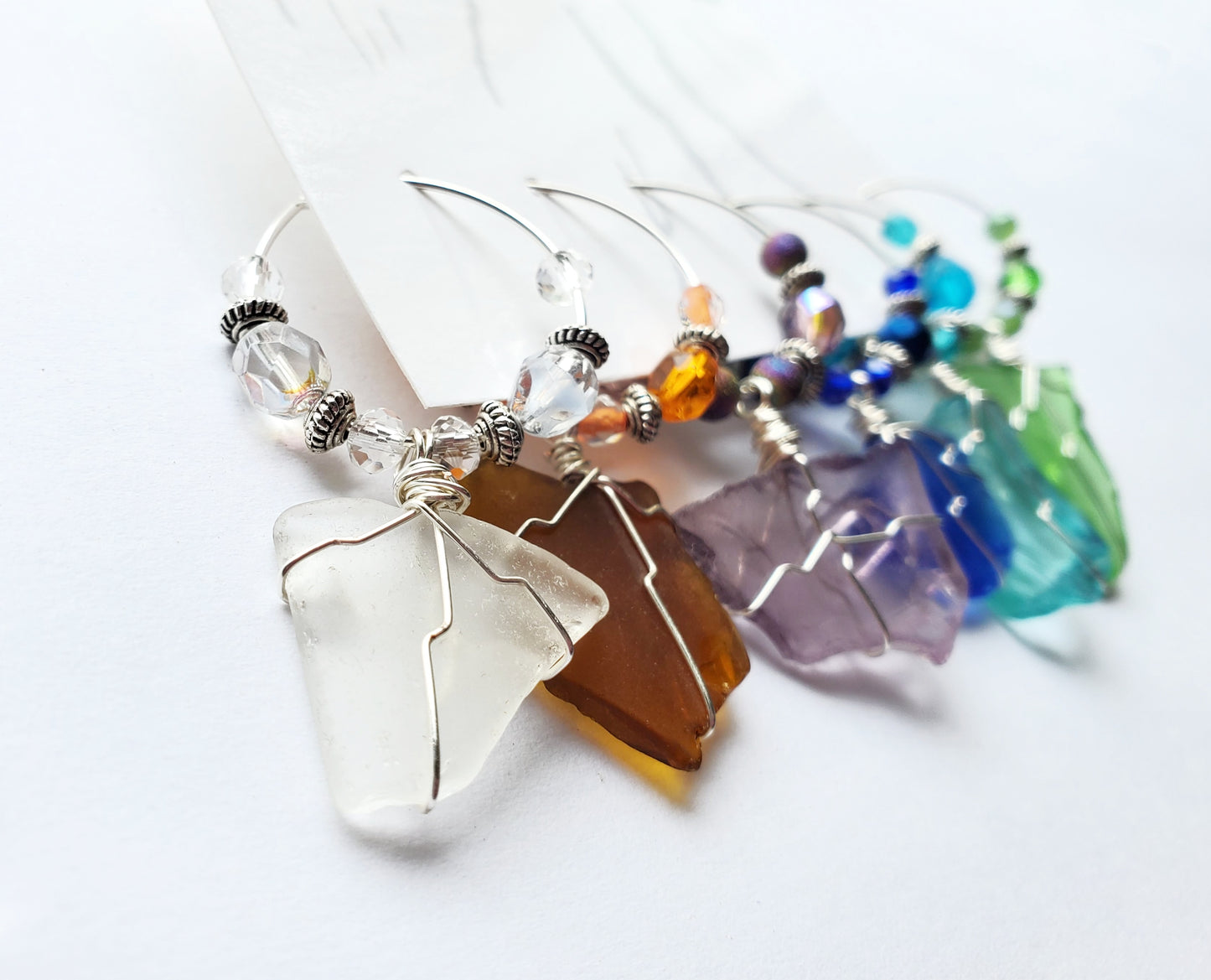 Beach Glass Wine Charms