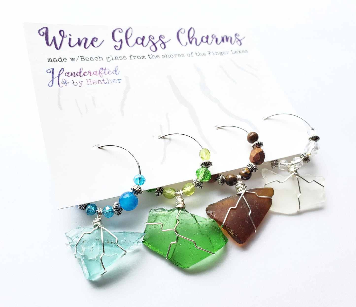Beach Glass Wine Charms