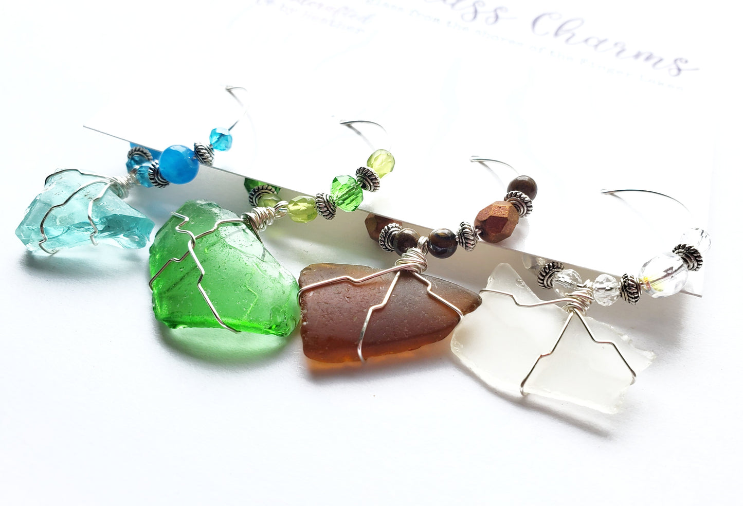 Beach Glass Wine Charms