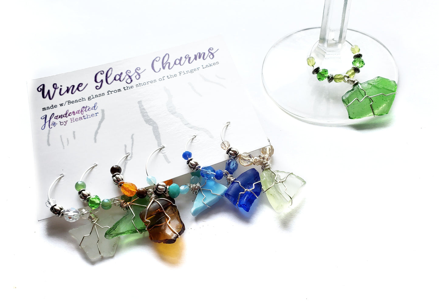 Beach Glass Wine Charms