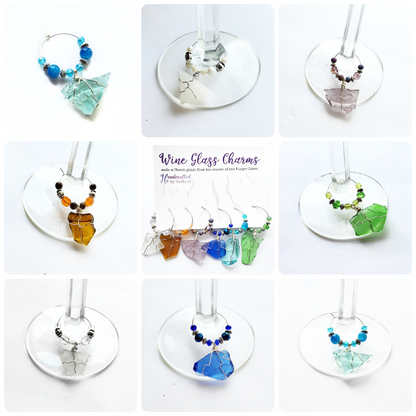 Beach Glass Wine Charms