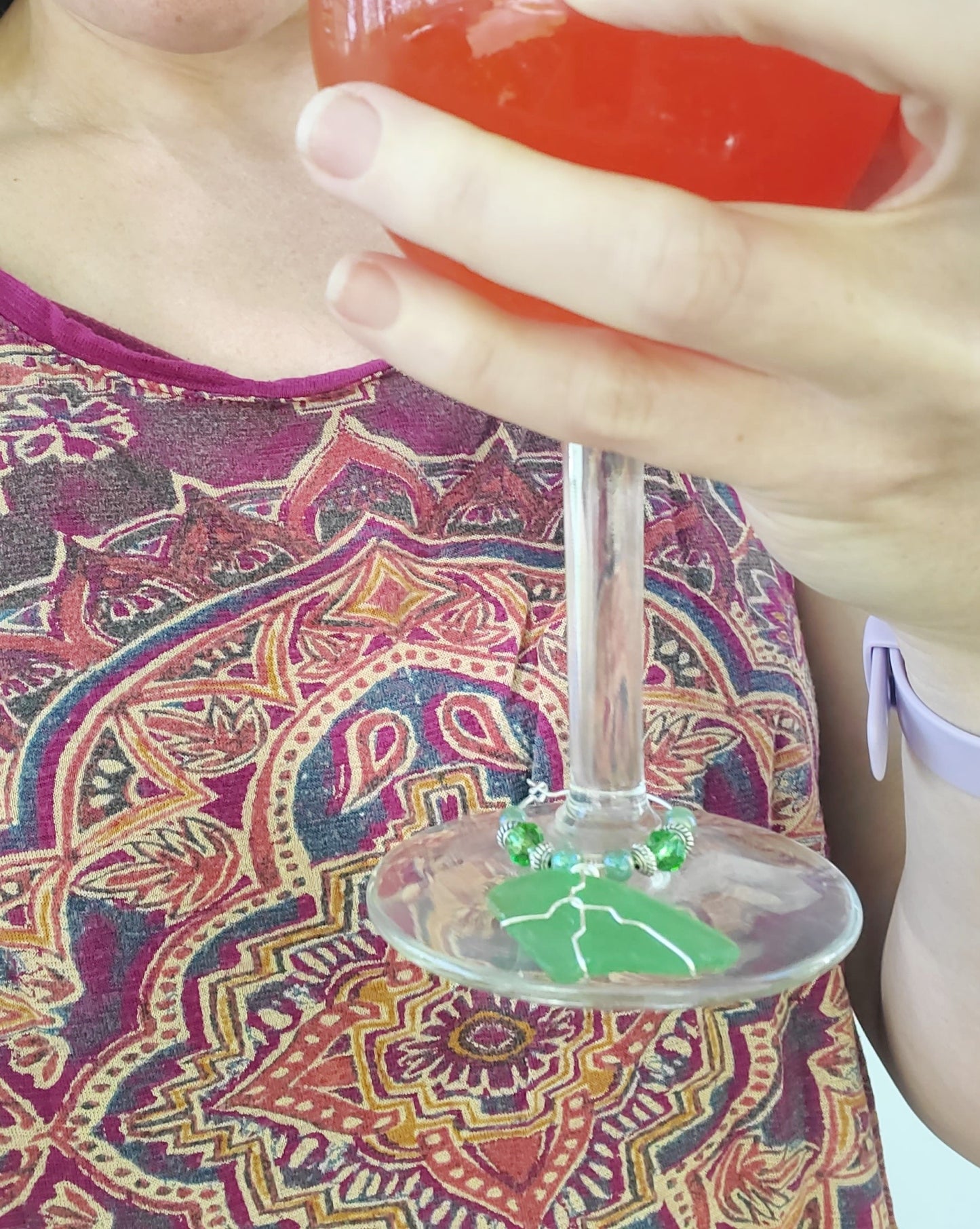 Beach Glass Wine Charms