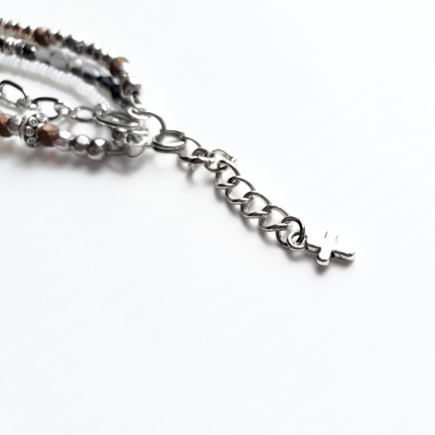 Silver and Gray 5-Strand Word Bracelet for women