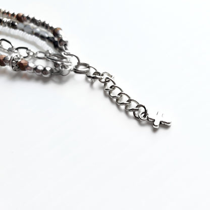 Silver and Gray 5-Strand Word Bracelet for women