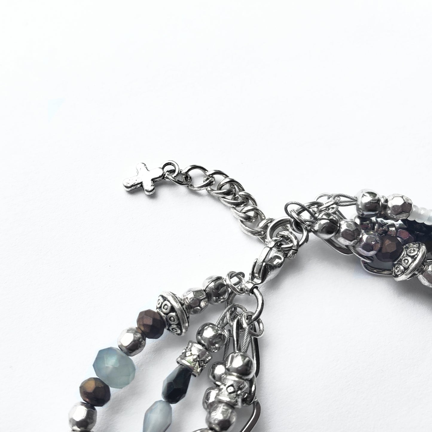 Silver and Gray 5-Strand Word Bracelet for women