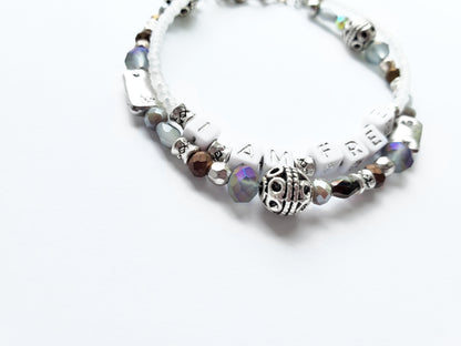 Silver and Gray 2-Strand Word Bracelet for women