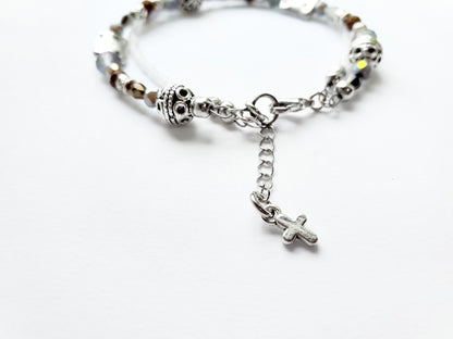 Silver and Gray 2-Strand Word Bracelet for women
