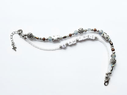Silver and Gray 2-Strand Word Bracelet for women