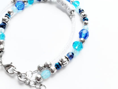 Blue and Silver 2-Strand Word Bracelet for women