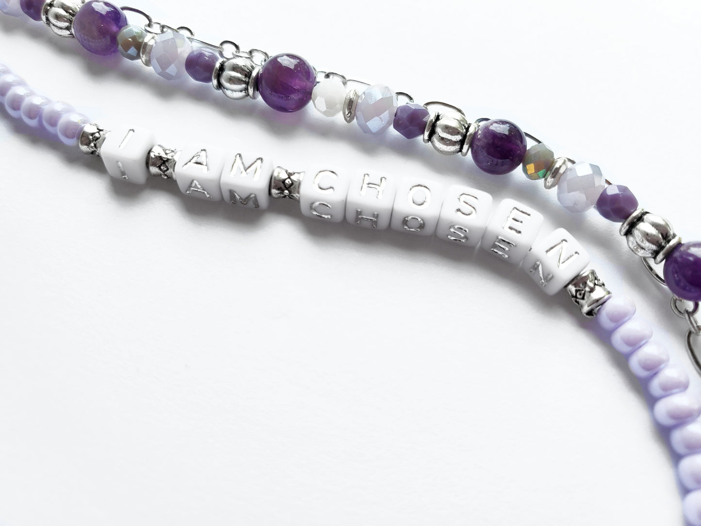 Purple and Silver 3-Strand Who I Am Bracelet for women