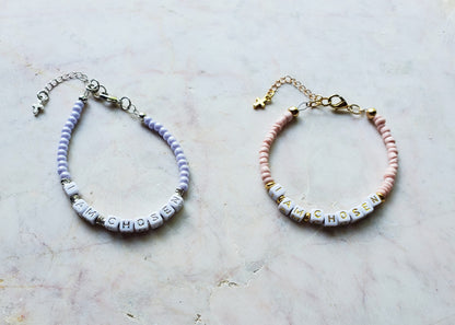 Lilac and Silver Single Strand Identity Word Stackable Bracelet for women