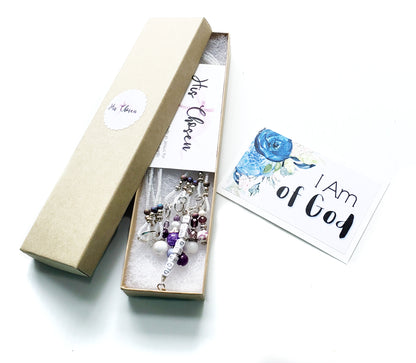 Gray and Silver Beaded Bible Bookmark