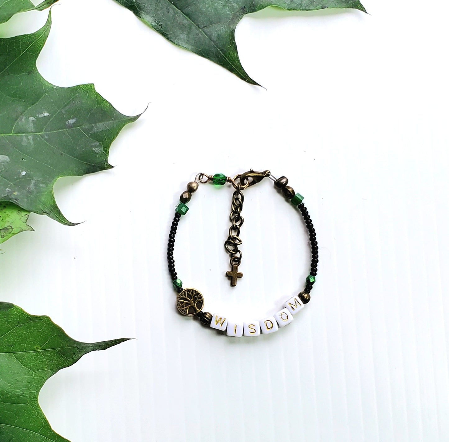 Wisdom Tree of Life Single Strand Beaded Bracelet for women