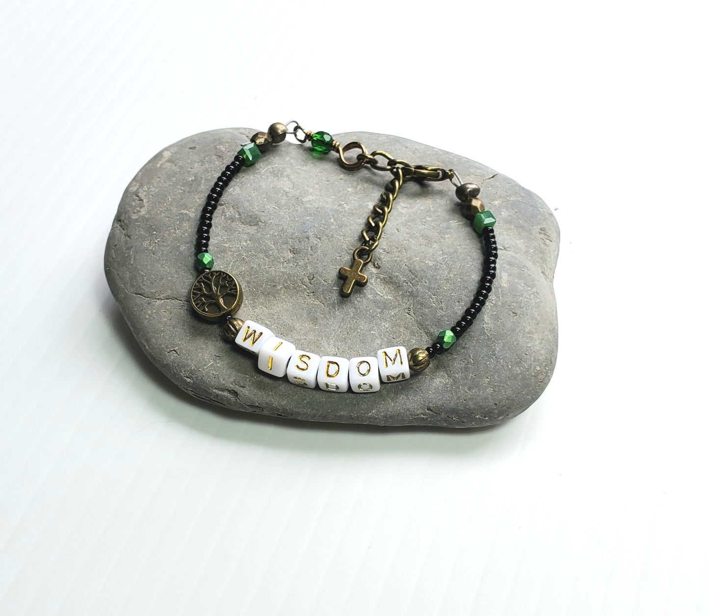 Wisdom Tree of Life Single Strand Beaded Bracelet for women