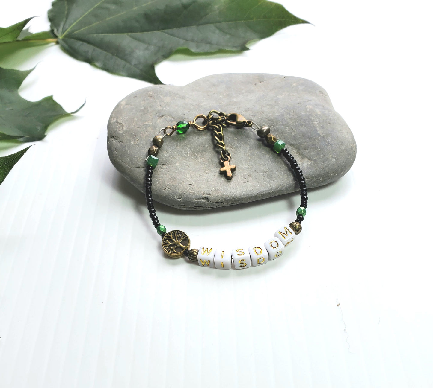 Wisdom Tree of Life Single Strand Beaded Bracelet for women