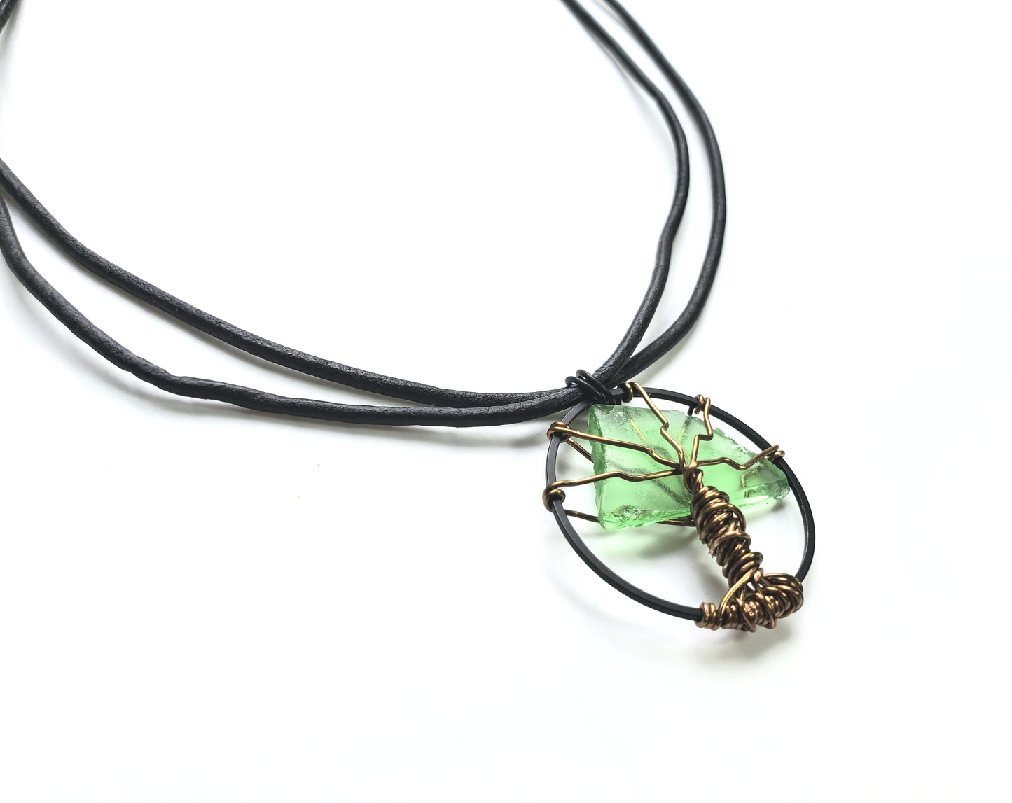 Tree of Life Beach Glass Pendant Necklace