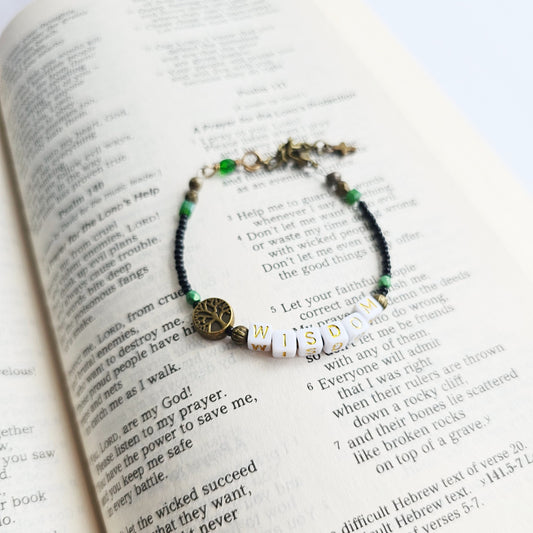 Wisdom Tree of Life Single Strand Beaded Bracelet for women
