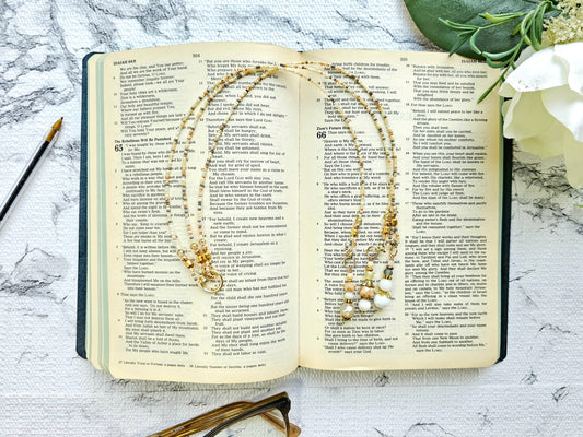Neutral Mix and Gold Beaded Bible Bookmark