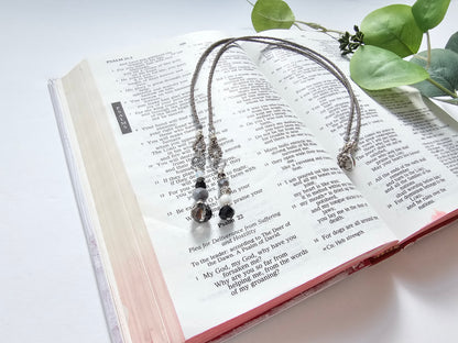 Gray and Silver Beaded Bible Bookmark