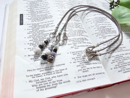 Gray and Silver Beaded Bible Bookmark