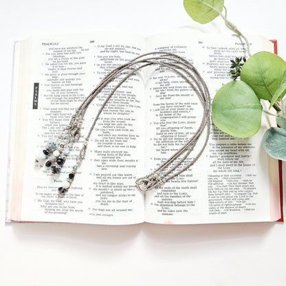 Gray and Silver Beaded Bible Bookmark
