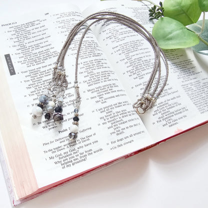 Gray and Silver Beaded Bible Bookmark