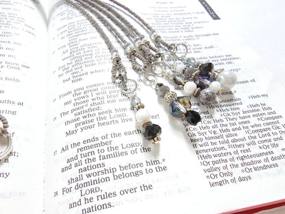 Gray and Silver Beaded Bible Bookmark