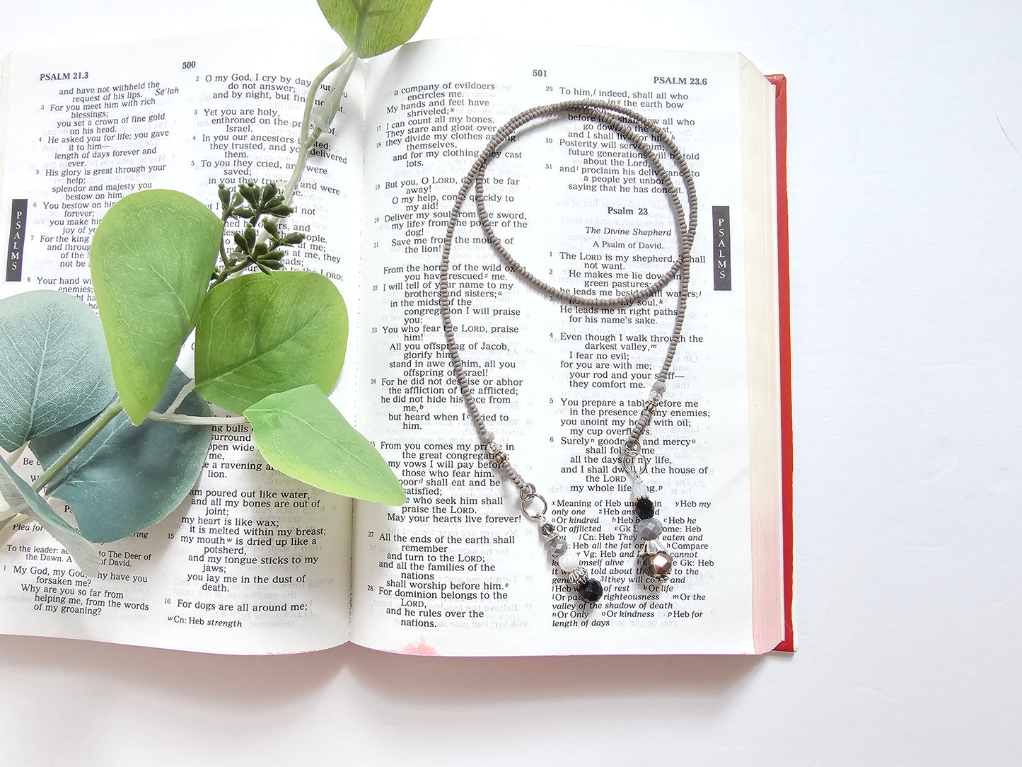 Gray and Silver Beaded Bible Bookmark