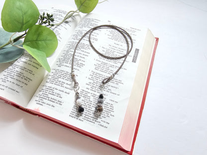 Gray and Silver Beaded Bible Bookmark
