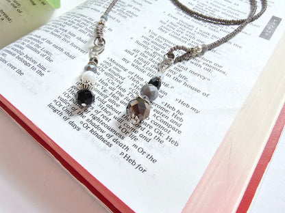 Gray and Silver Beaded Bible Bookmark