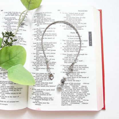 Gray and Silver Beaded Bible Bookmark