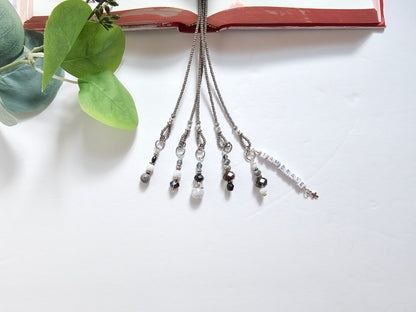 Gray and Silver Beaded Bible Bookmark