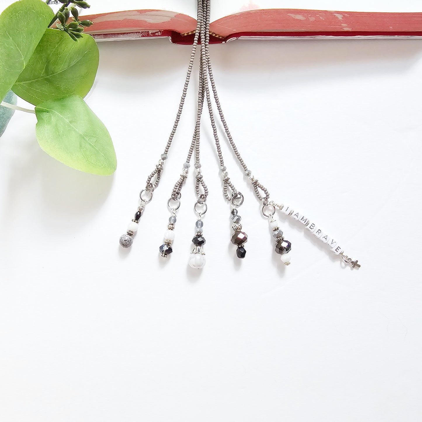 Gray and Silver Beaded Bible Bookmark