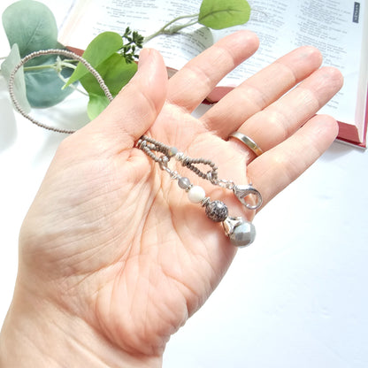 Gray and Silver Beaded Bible Bookmark