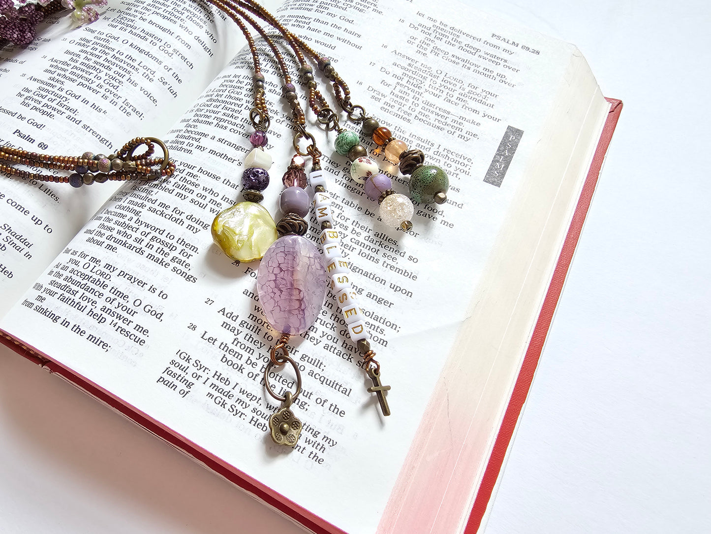 I Am Blessed 4-strand Beaded Bible Bookmark