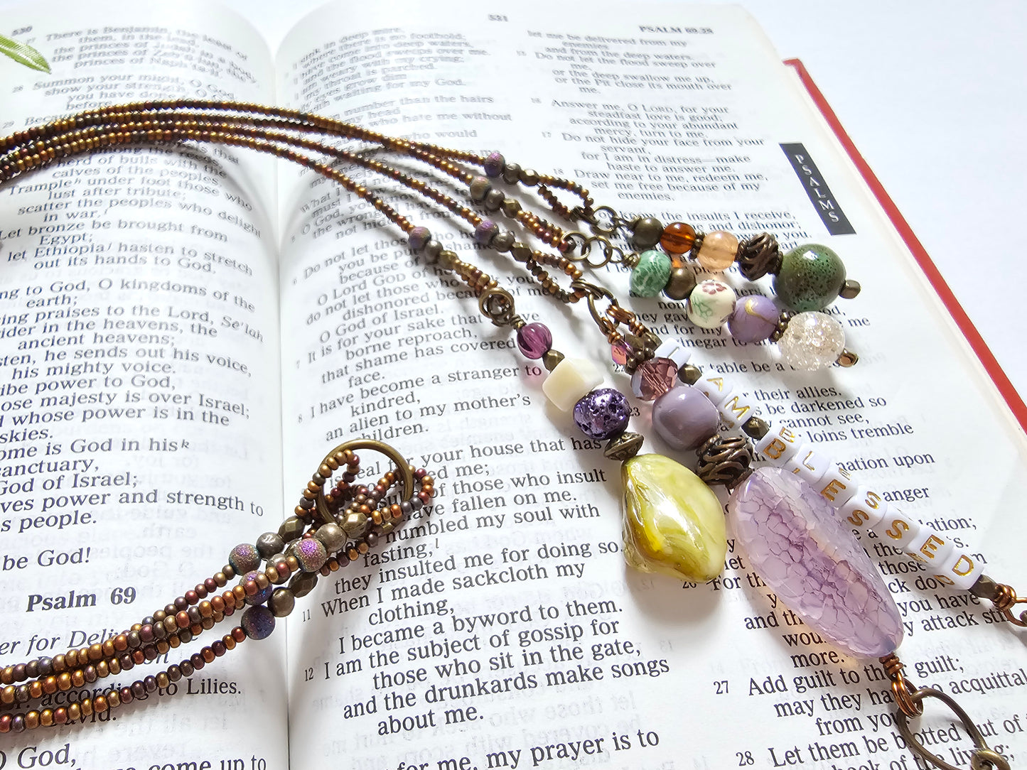 I Am Blessed 4-strand Beaded Bible Bookmark
