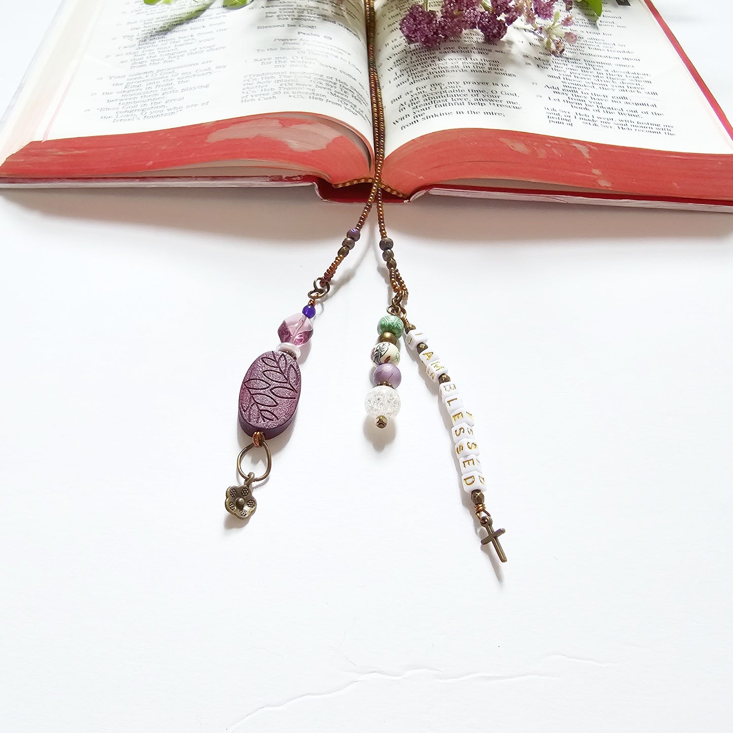 I Am Blessed 2-Strand Beaded Bible Bookmark