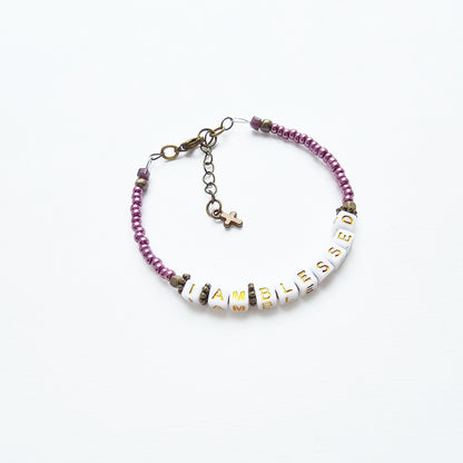 I Am Blessed Single Strand Bracelet - stackable arm jewelry for women