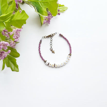 I Am Blessed Single Strand Bracelet - stackable arm jewelry for women