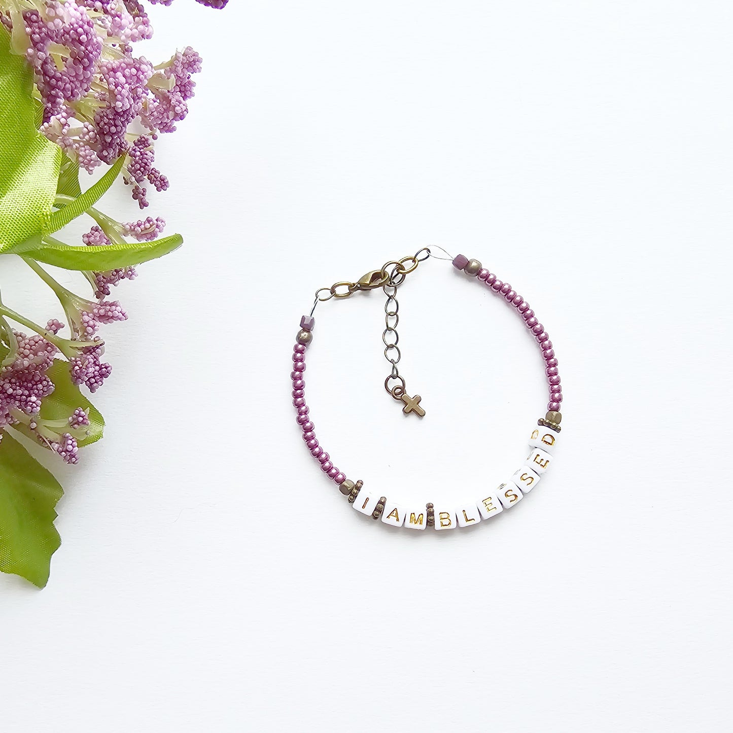 I Am Blessed Single Strand Bracelet - stackable arm jewelry for women