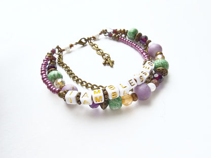 I Am Blessed 3-Strand Bracelet - stackable arm jewelry for women