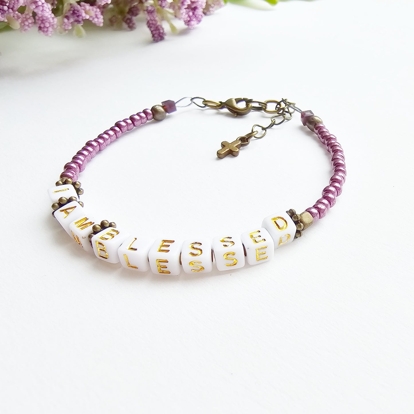 I Am Blessed Single Strand Bracelet - stackable arm jewelry for women