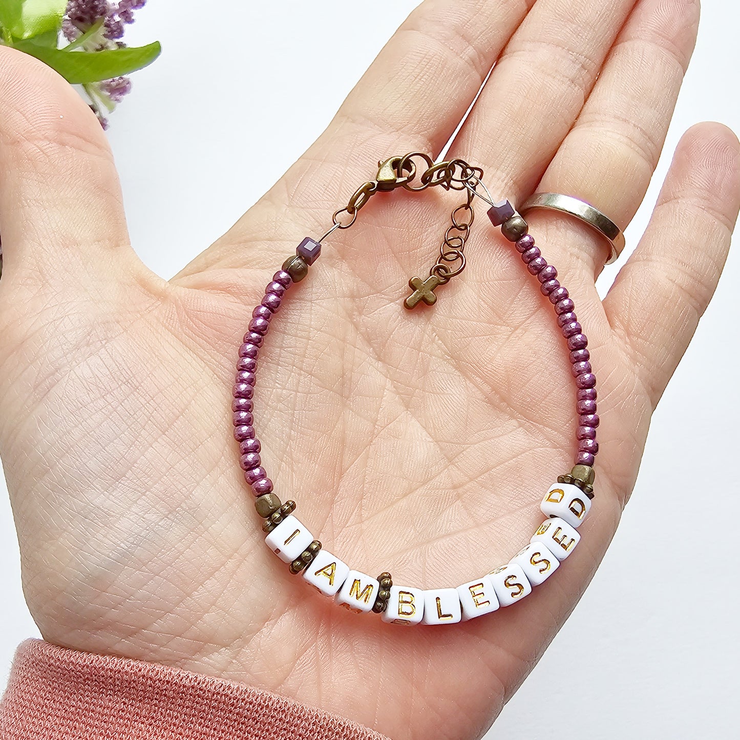 I Am Blessed Single Strand Bracelet - stackable arm jewelry for women