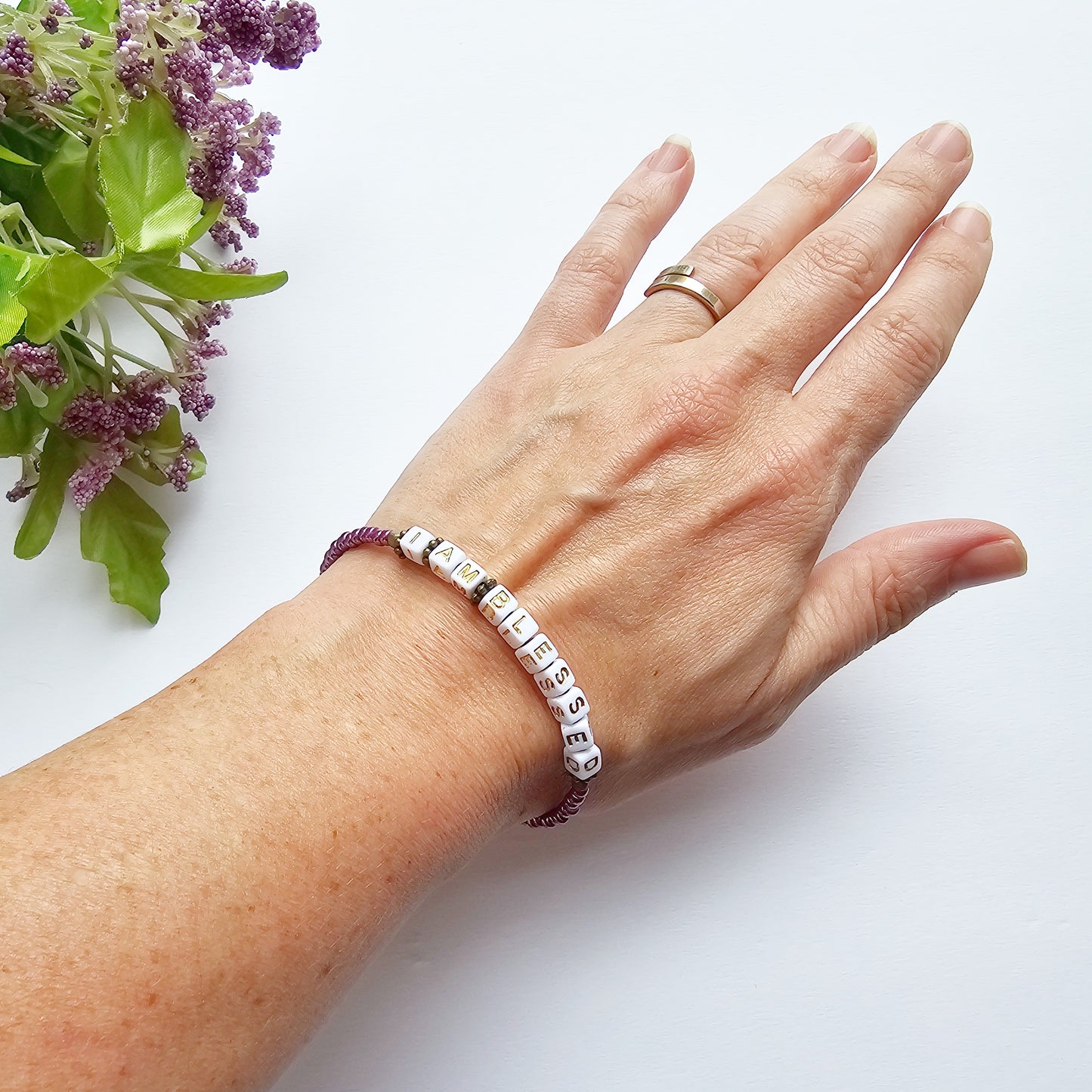 I Am Blessed Single Strand Bracelet - stackable arm jewelry for women