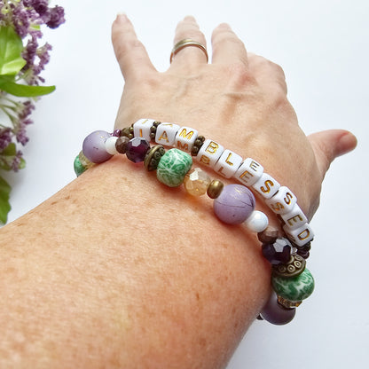 I Am Blessed 3-Strand Bracelet - stackable arm jewelry for women