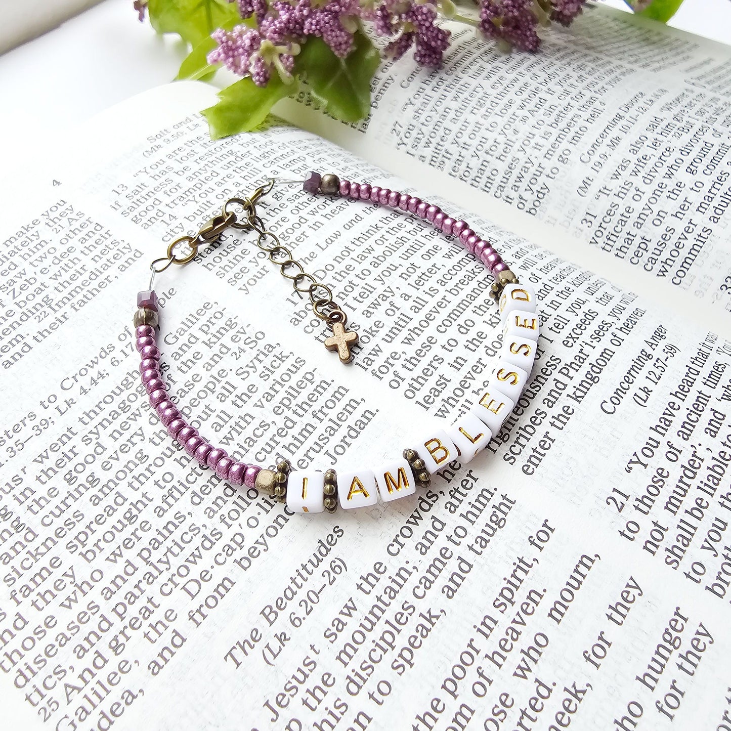 I Am Blessed Single Strand Bracelet - stackable arm jewelry for women