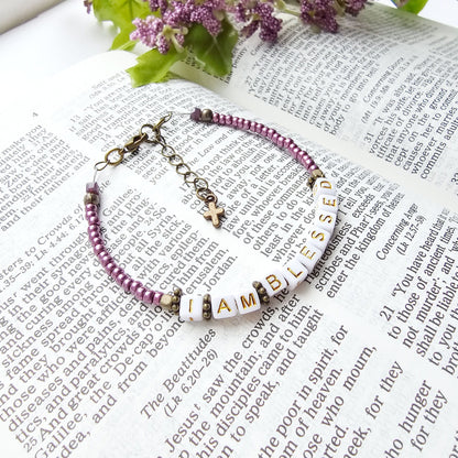 I Am Blessed Single Strand Bracelet - stackable arm jewelry for women