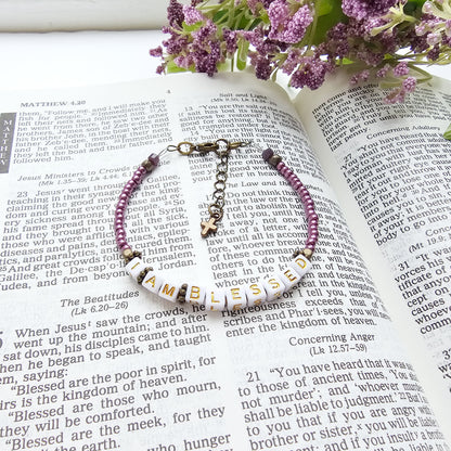 I Am Blessed Single Strand Bracelet - stackable arm jewelry for women