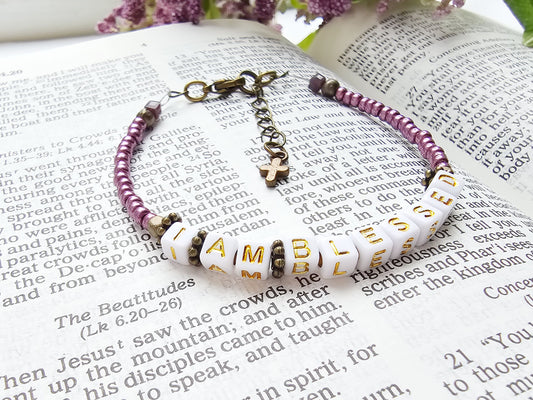 I Am Blessed Single Strand Bracelet - stackable arm jewelry for women
